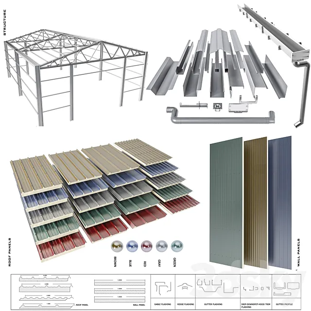 sloped roof-sandwich panel 3DS Max Model