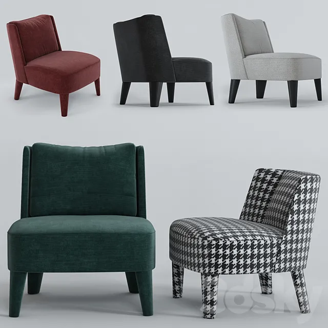 Small armchairs Cecile and Isabelle by Meridiani 3ds Max