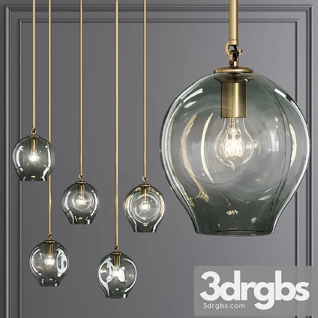 Small Bubble Pendant Brushed Brass And Dark Green Glass 3dsmax Download