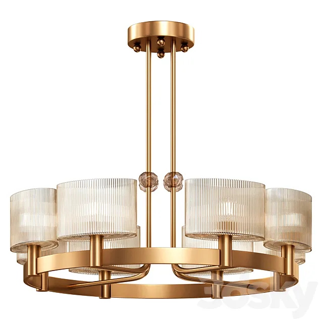 Small chandelier Chicago matte gold 3ds Max