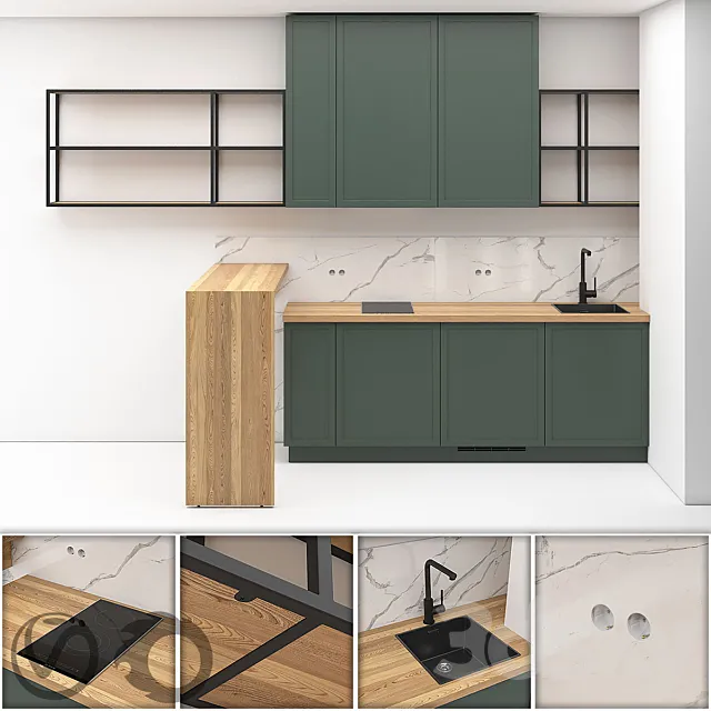 Small kitchen in studio apartment 01 3ds Max