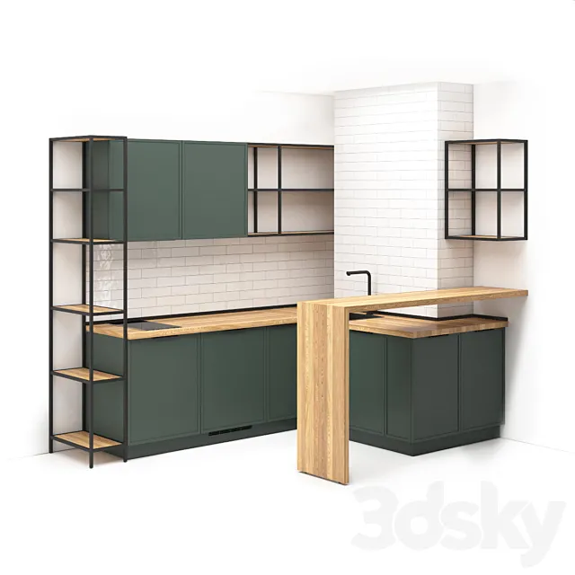 Small kitchen in studio apartment 02 3DS Max Model