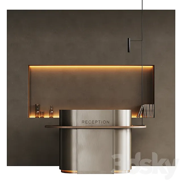 Small minimalistic reception desk in metal 2 3ds Max