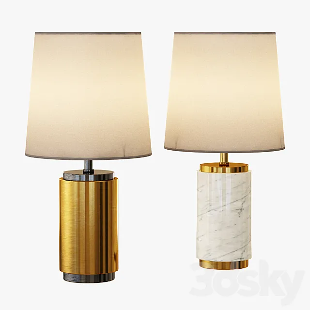 Small Pillar Table Lamp – Antique Brass 3ds Max