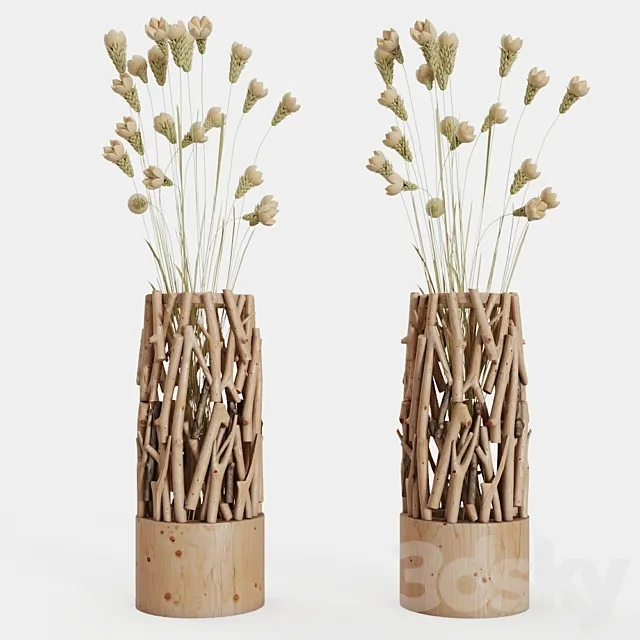 Small wood vase stand 3DSMax File
