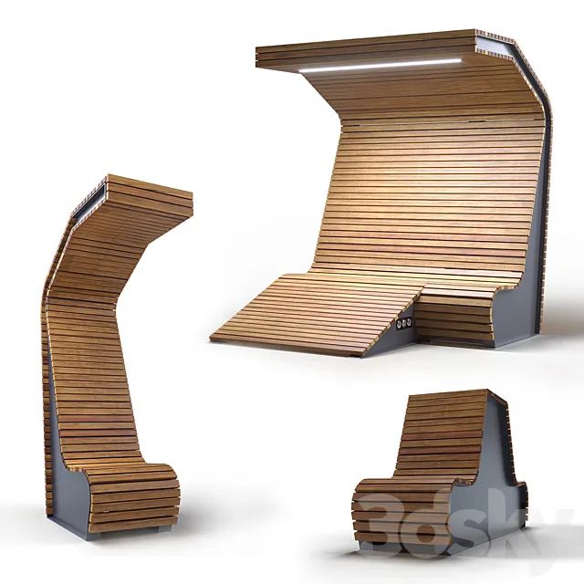 Smart bench ZENIO 3DS Max Model