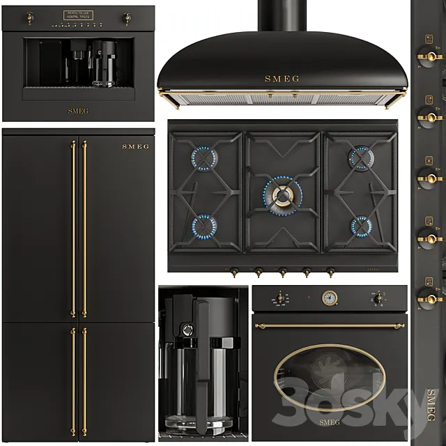 Smeg black appliance 3ds Max