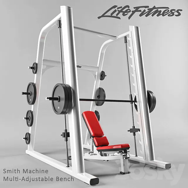 Smith machine and Multi-Adjustable Bench 3DS Max Model