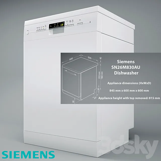 SN26M830AU SIEMENS speedMatic Dishwasher 3DSMax File