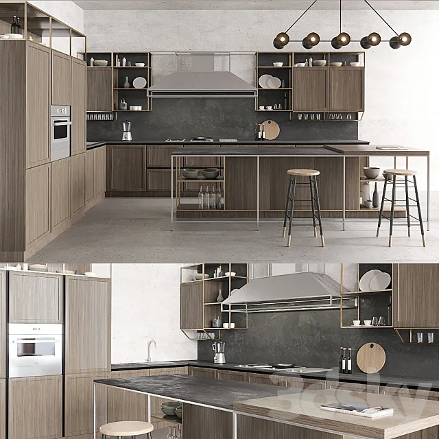 Snaidero Frame olmo tuscan kitchen 3ds Max