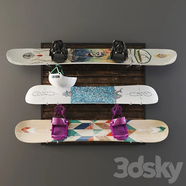 Snowboard storage set 3DS Max Model