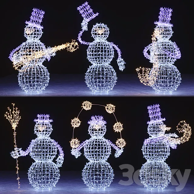 Snowman figures from garlands 3DSMax File