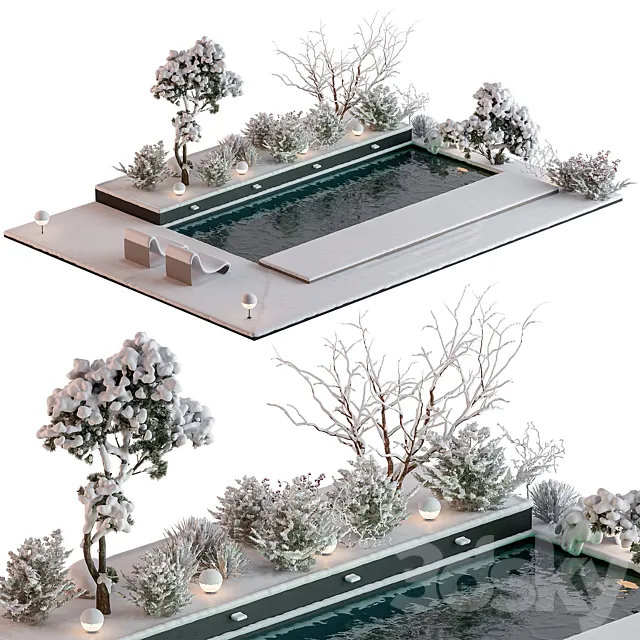 Snowy Scene with Pool – Set 76 3DS Max Model