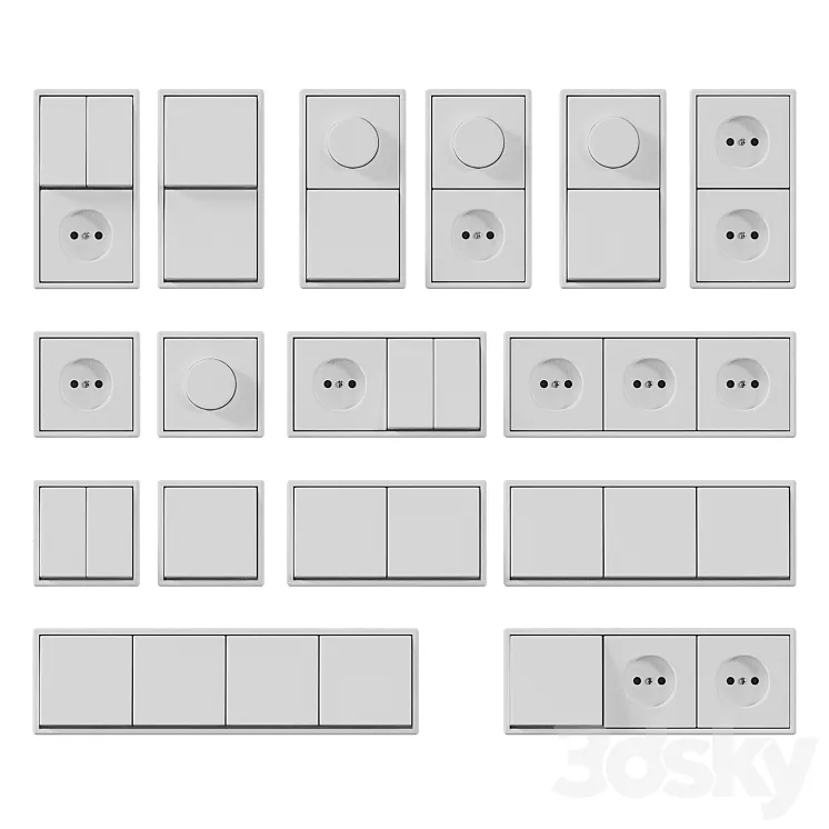 Sockets and switches JUNG Les Couleurs 3DS Max