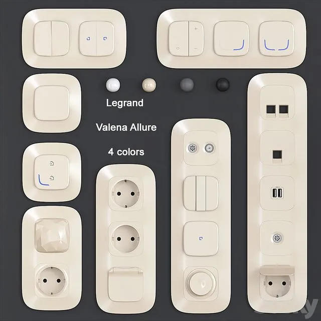 Sockets and switches Legrand Valena Allure 3dsMax Model