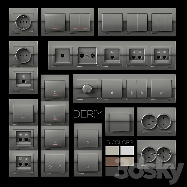 Sockets and switches Lezard Deriy 3ds Max