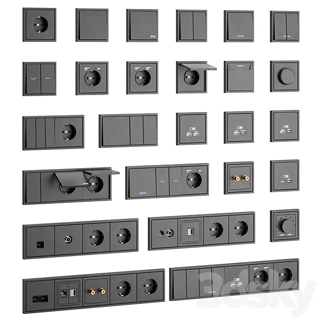 Sockets and switches Systeme Electric Art Gallery series 3ds Max