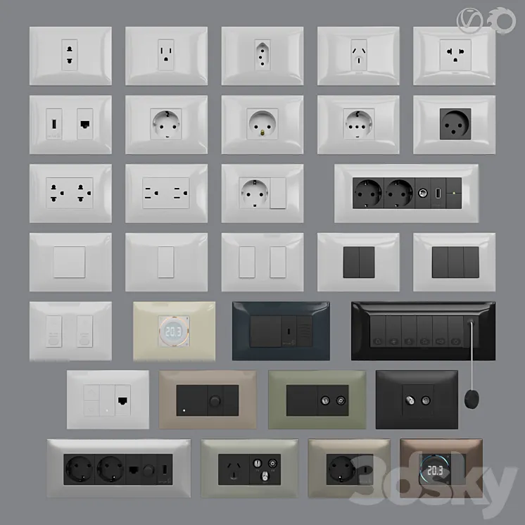 Sockets and switches Vimar Neve Up (IT\/US standard cover plates) 3DS Max