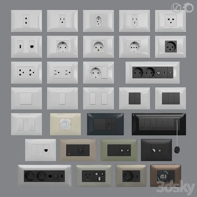 Sockets and switches Vimar Neve Up (IT US standard cover plates) 3dsMax Model