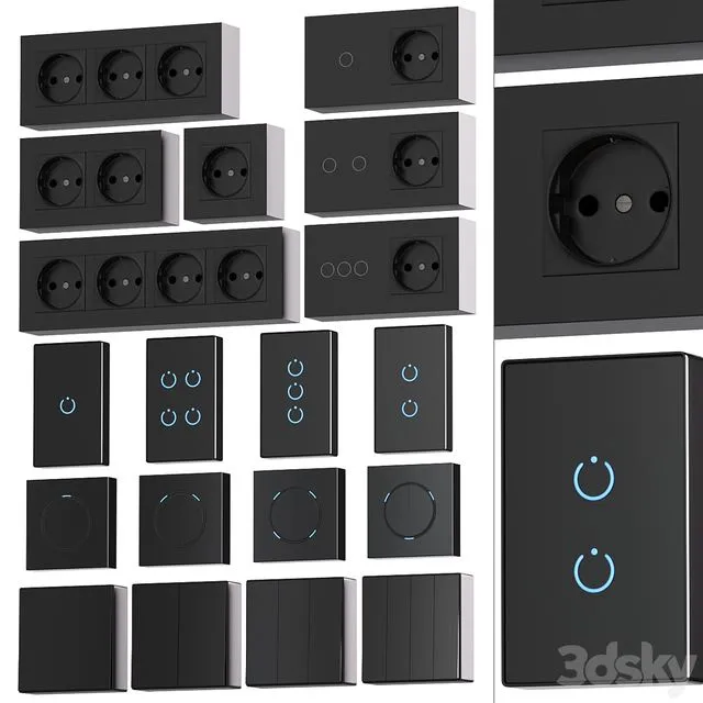 Sockets and switches with Aliexpress 01 3dsMax Model