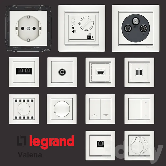 Sockets Legrand Valena 3DS Max Model