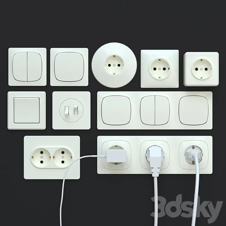 Sockets switches plugs 3DS Max