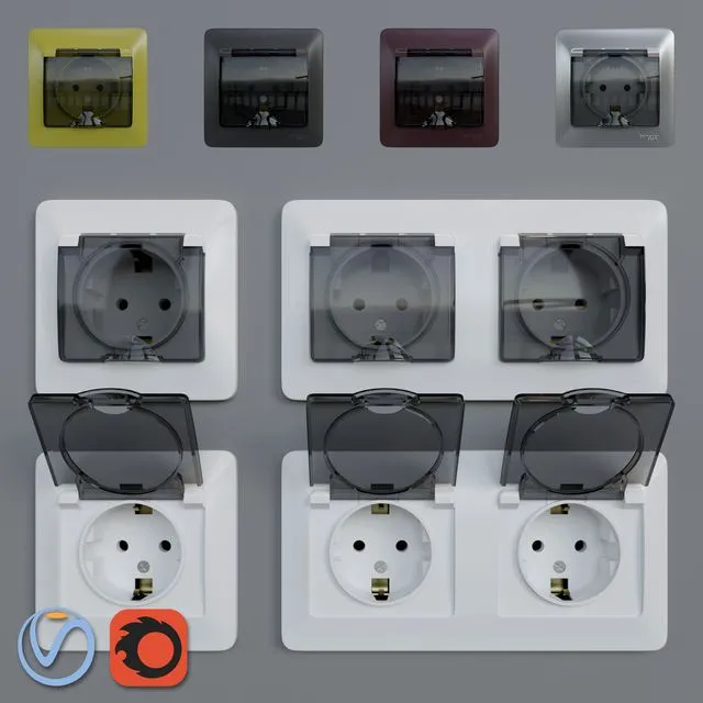 Sockets waterproof Schneider Electric Glossa 3dsMax Model