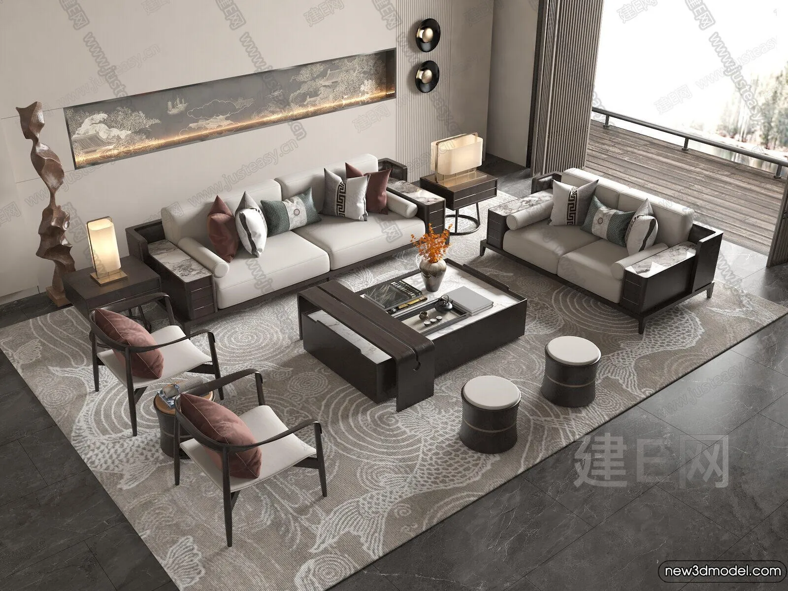 Sofa 3D Models – 3D Furniture for Living Room – 3D Interior – 036