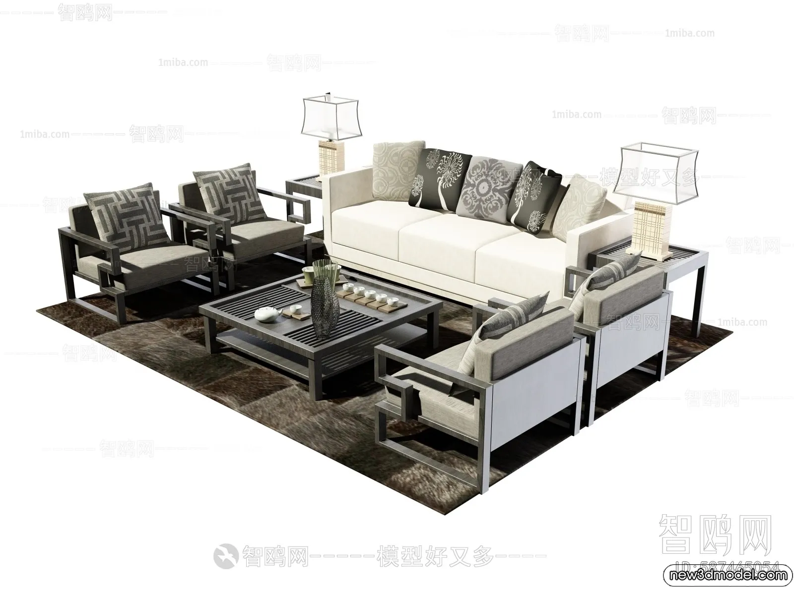 Sofa 3D Models – 3D Furniture for Living Room – 3D Interior – 039