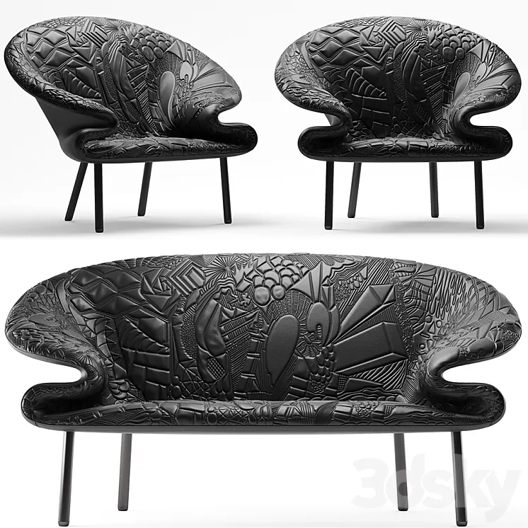 Sofa and armchair Doodle Moroso 3DS Max