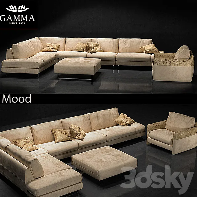 Sofa and Armchair Gamma Mood 3ds Max