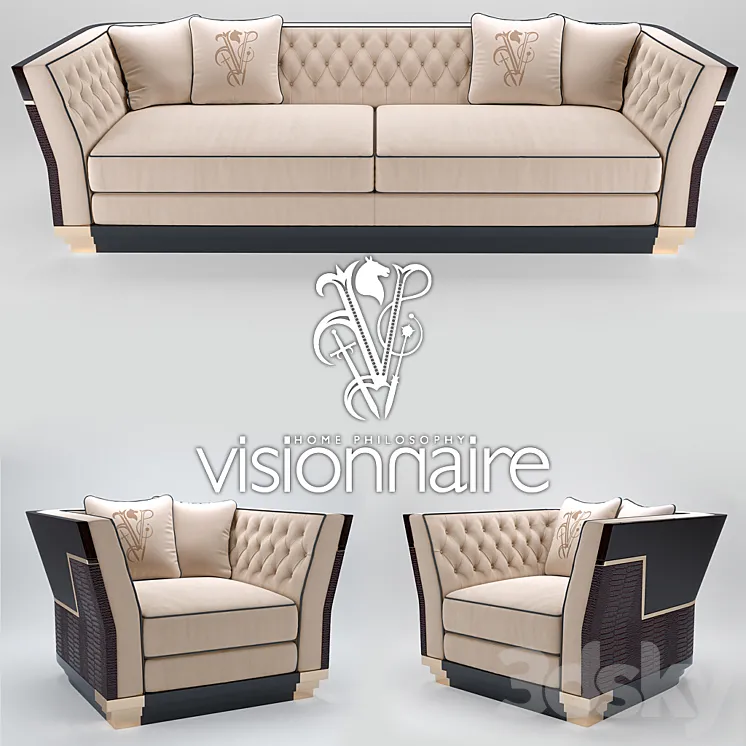 Sofa and armchair Visionnaire Berry Capitone 3DS Max
