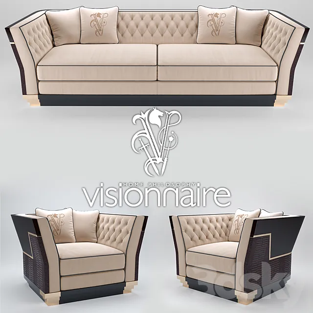 Sofa and armchair Visionnaire Berry Capitone 3DSMax File