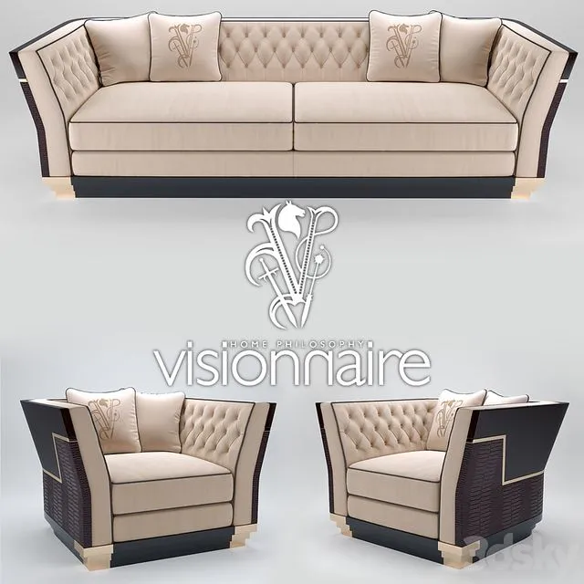 Sofa and armchair Visionnaire Berry Capitone 3dsMax Model