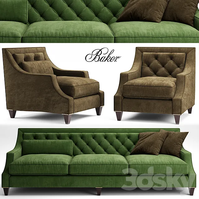 Sofa and chair baker TUFTED 3ds Max