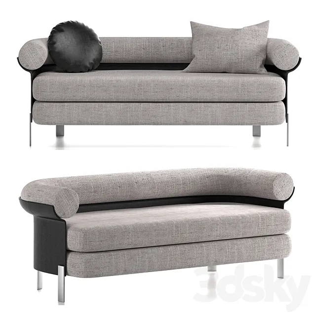 Sofa and circle leather pillow 3DSMax File