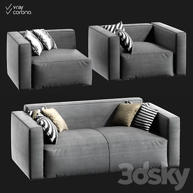 Sofa and two armchairs Jamni Ashley 3DSMax File