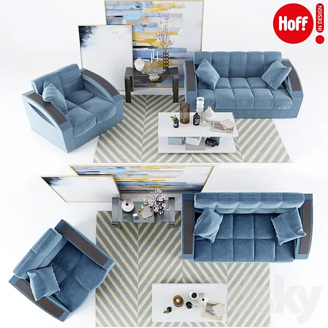 Sofa armchair (Hoff) and decor 3ds Max