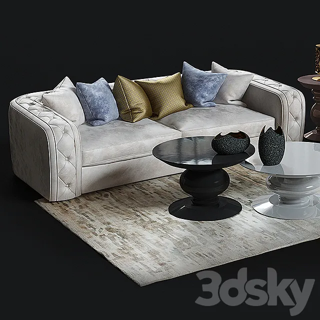 Sofa armchair Paride Adone tables the Windies carpet 3ds Max
