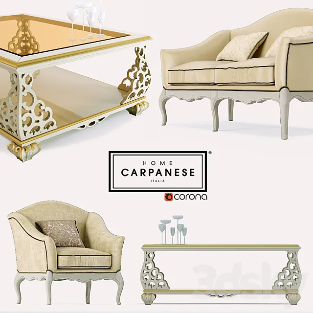 Sofa armchair table Carpanese 3ds Max