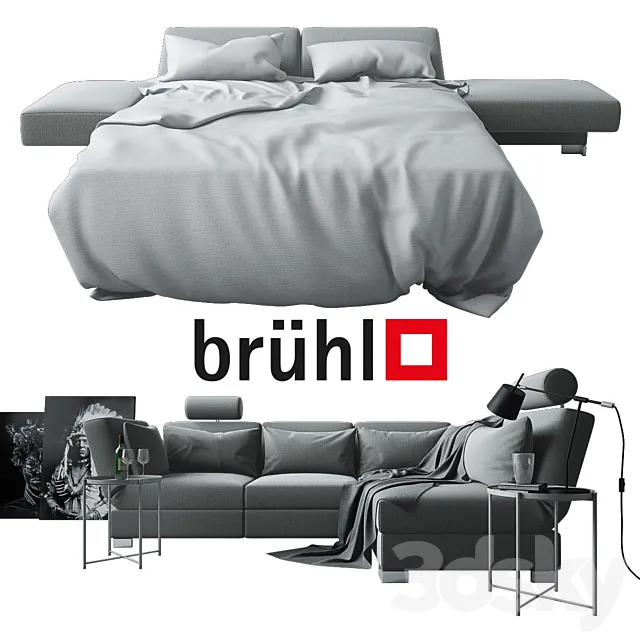 Sofa bed Bruehl Nook with decor 3ds Max
