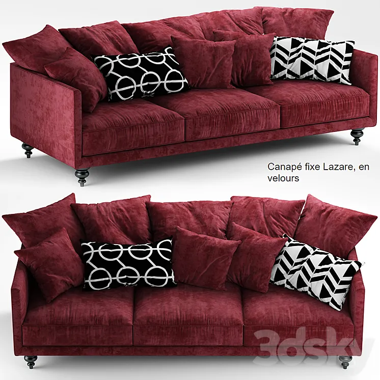 Sofa canape angle velours 3DS Max