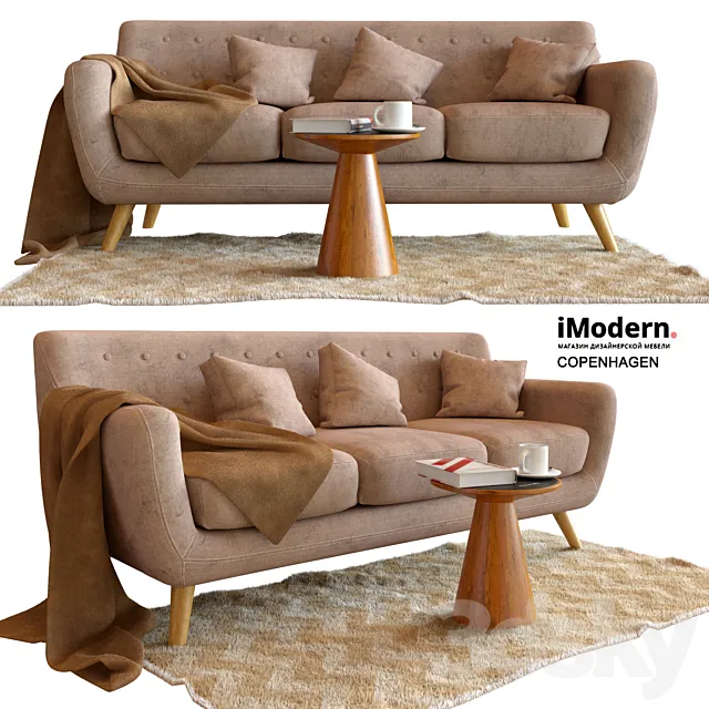 Sofa Copenhagen and a table Corsica 3ds Max
