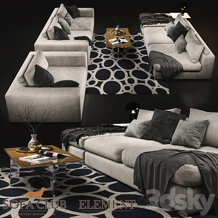 Sofa Cristal Sofa Club White 3DS Max