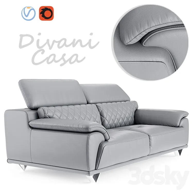 Sofa Divani Casa Wolford Modern Gray 3DS Max