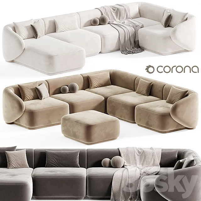 Sofa GAITANO U Modern By Lusso living 3ds Max