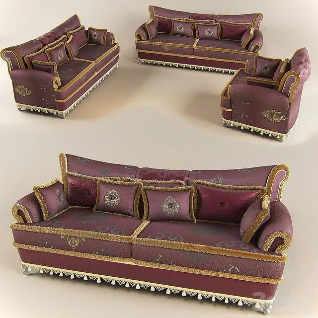 Sofa Italian factory BM Style. Model Queen 3dsMax Model