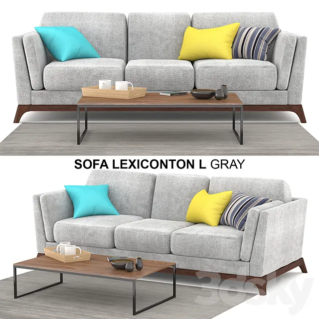 Sofa Lexiconton L GRAY 3-seater 3ds Max