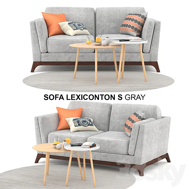 Sofa Lexiconton S GRAY 2-seater 3DSMax File