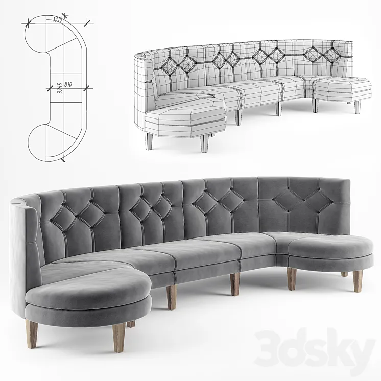 Sofa "Manon" modular v.0 \/ Sofa MANON 3-seat v.0 3DS Max